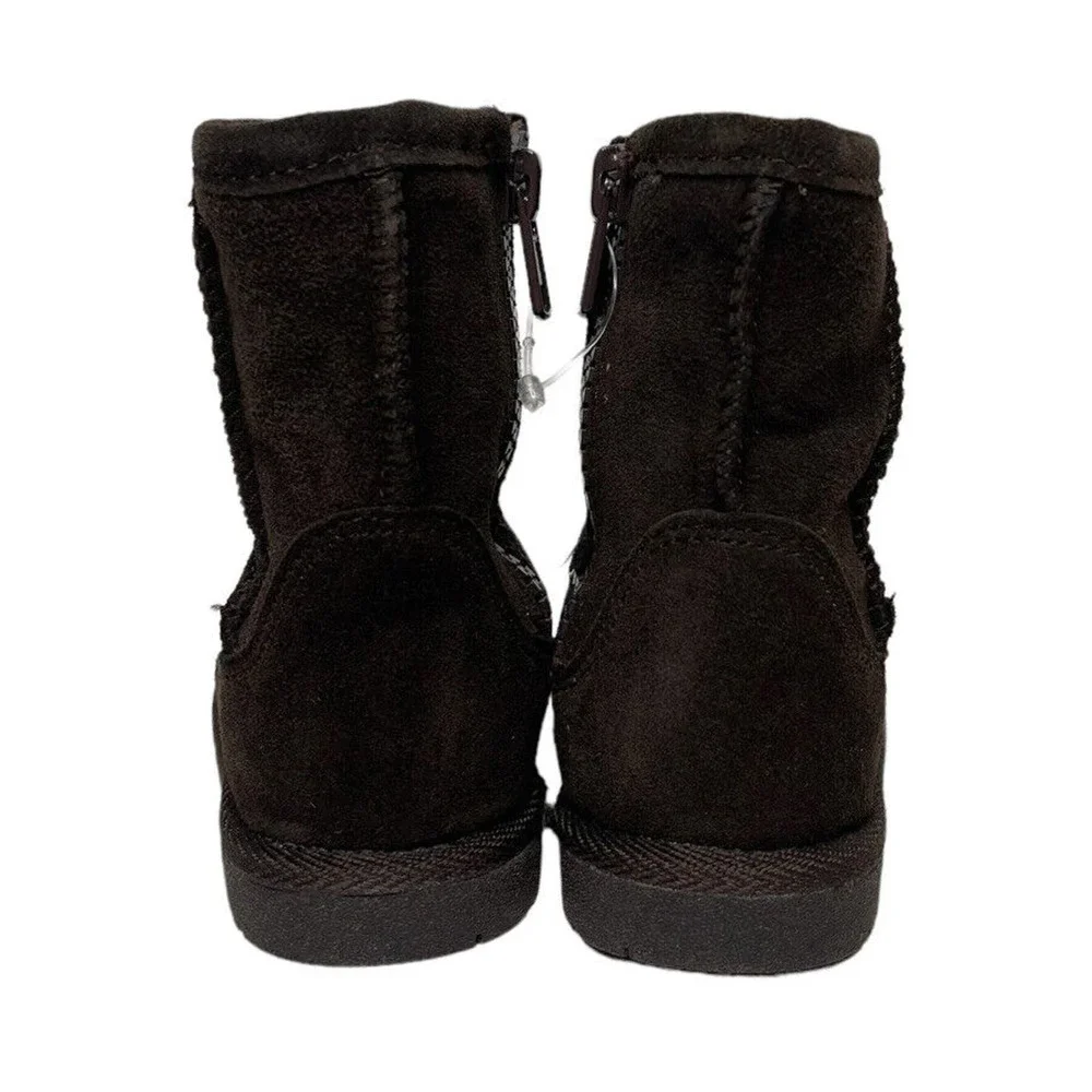 NEW Baby Girls Canyon River Blues Alexa Brown Faux Suede Sherpa Warm Boots Sz 2